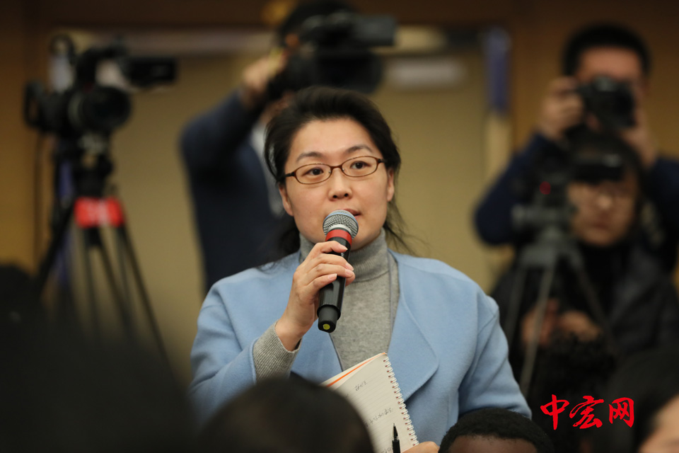 十三届全国人大一次会议新闻中心今日举行记者会，农业部部长韩长赋，农业部新闻发言人、办公厅主任潘显政就“实施乡村振兴战略 推动农业转型升级”的相关问题回答中外记者的提问。（摄影：张松峰）
