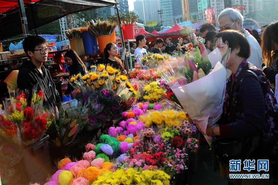 2月2日，人们在香港维多利亚公园年宵花市选购花卉。临近春节，香港各大年宵花市一日比一日红火，人们纷至沓来，赏花购物。 新华社记者 吴晓初 摄