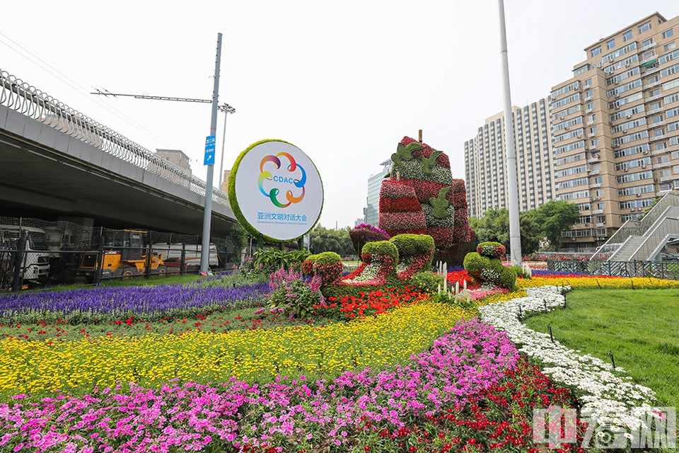 亚洲文明对话大会 主题花坛亮相北京街头 最新图片 中宏网