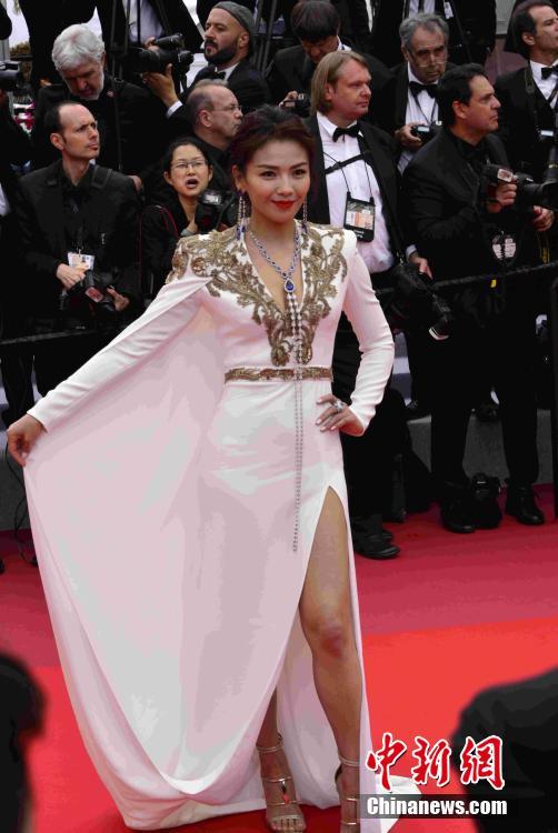 著名演员刘涛亮相第72届戛纳电影节开幕式红毯。 中新社记者 李洋 摄