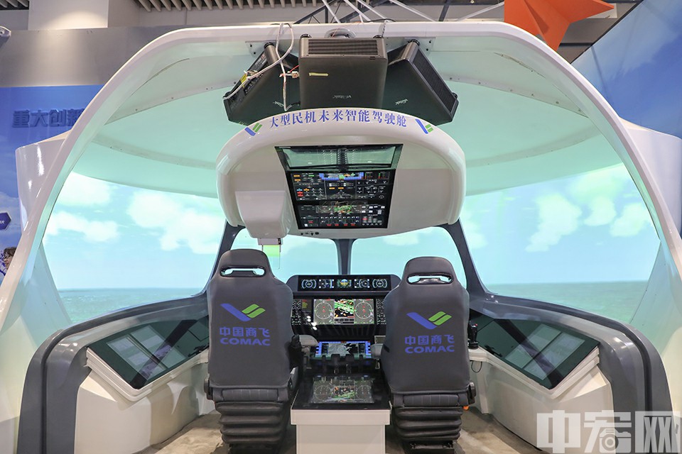 5月22日，北京军事博物馆，2019北京科技周中国商飞展区，大型民机未来智能驾驶舱亮相。