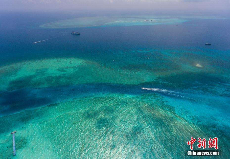航拍西沙全富岛礁盘。中新社记者 骆云飞 摄