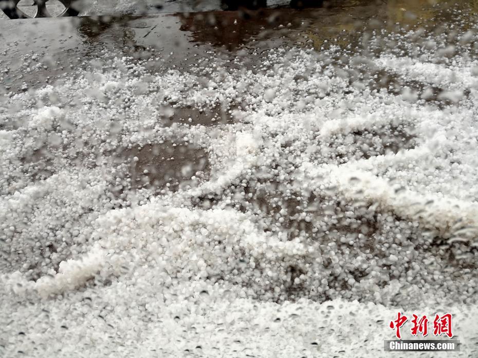 7月23日，二十四节气大暑时节，甘肃张掖高台县新坝镇遭遇冰雹袭击。中新社发 成学磊 摄