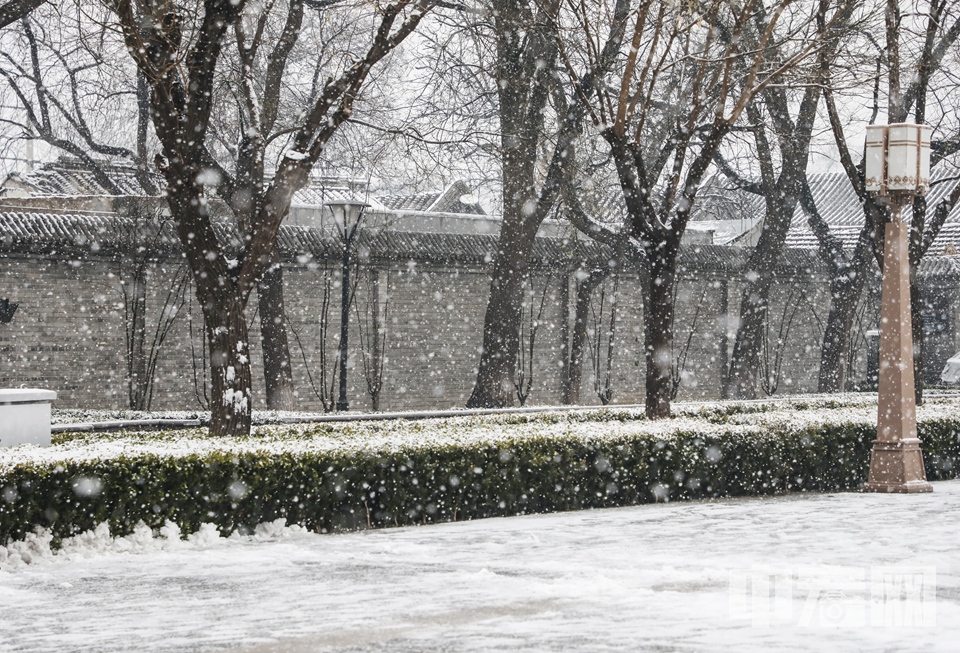 12月15日傍晚开始，北京迎来第二场降雪。16日，漫步在老胡同中，雪中的京味儿格外浓。 中宏网记者 富宇 摄