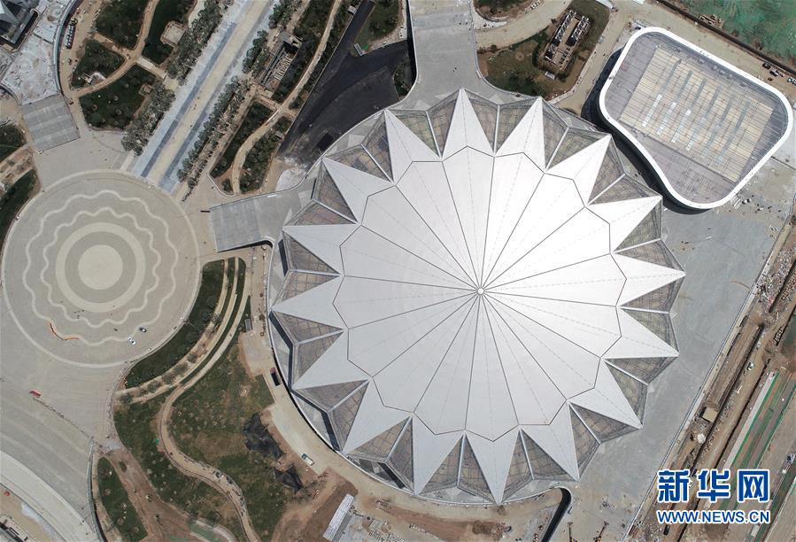这是5月29日无人机拍摄的西安奥体中心。 新华社记者张博文摄
