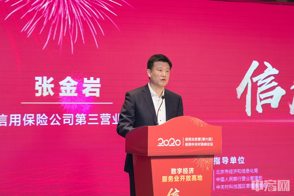 中国出口信用保险公司第三营业部副总经理张金岩围绕“中国信保支持北京打造数字经济新高地”发表主旨演讲。