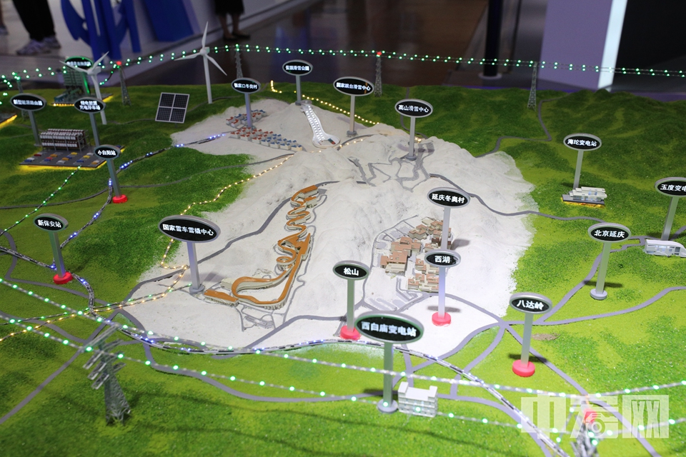 2022年冬奥会场地沙盘亮相在国家电网展厅。