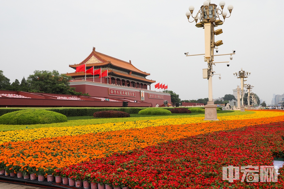 6月24日，天安门广场花团锦簇。 中宏网记者 富宇 摄