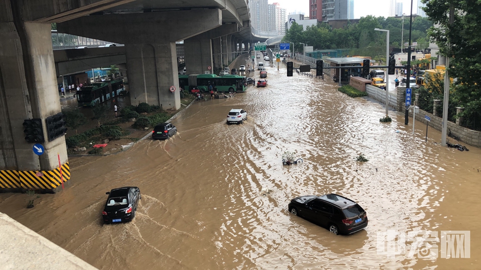 郑州部分街道满是积水。 杜秀玲 摄