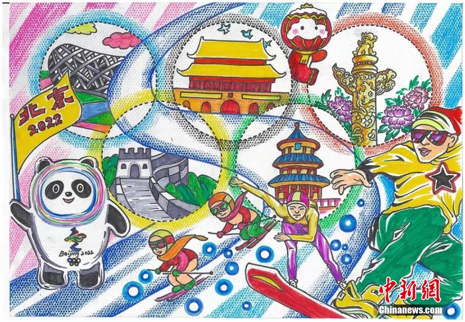 来自甘肃省多地的残障儿童用丰富的想象力绘画出了冬残奥会主题作品