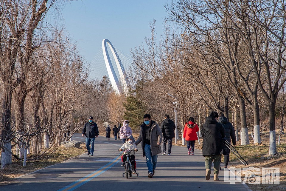 2021年12月2日，市民在北京冬奥公园散步。 中宏网记者 康书源 摄