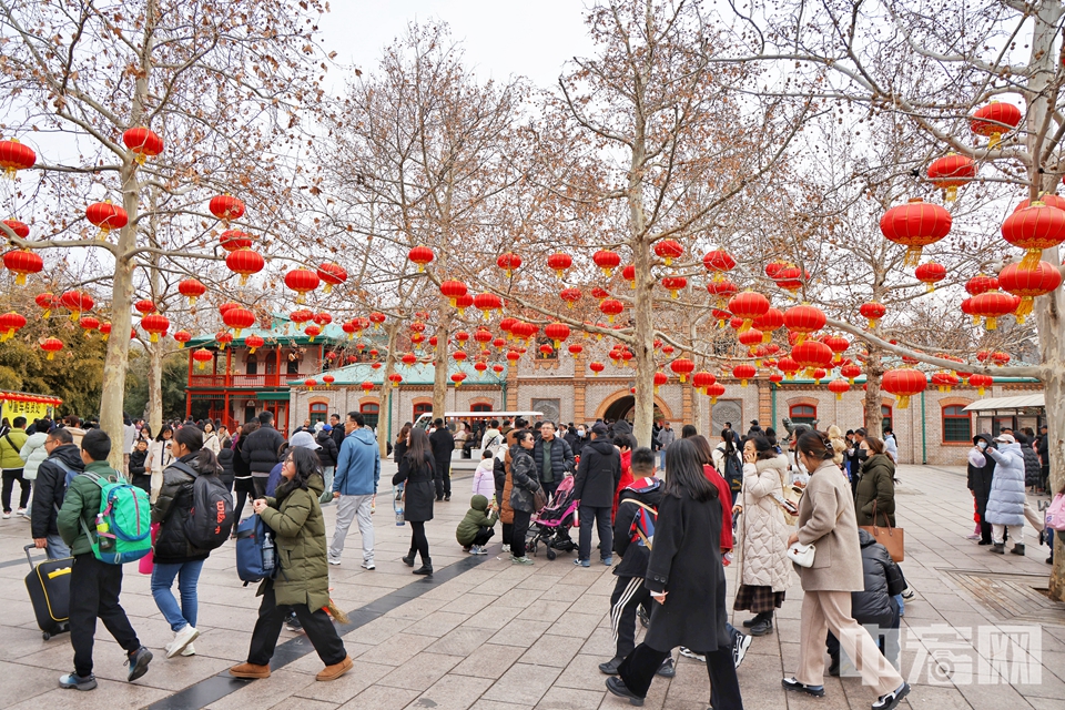 2月13日，游客参观北京动物园。