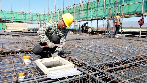 5月29日，在九师白杨市一处项目现场，工人们正紧锣密鼓施工，一派繁忙景象（曹怀语摄）.jpg